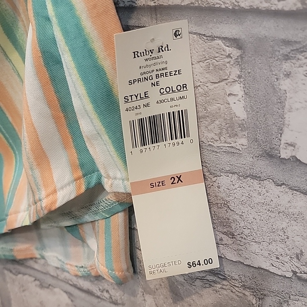 Ruby Rd. Tie Front Spring Breeze NWT 2x Top - Picture 2 of 9
